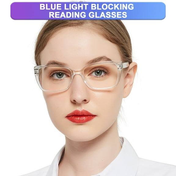 OCCI CHIARI Women's Blue Light Blocking Reading Glasses Stylish Computer Readers UV400 Protection Clear Vision +1.0 +1.5 +2.0 +2.5 +3.0 +3.5 +4.0 +5.0 +6.0 Composite Lens, (Transparent ,2.00)