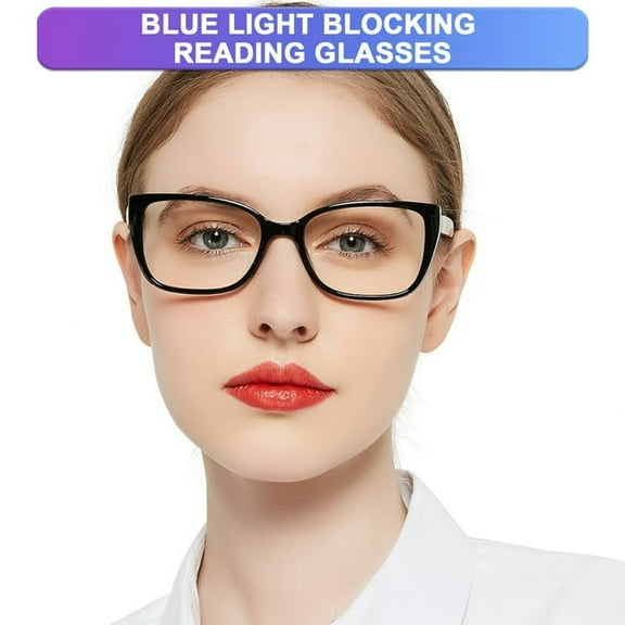 OCCI CHIARI Women's Blue Light Blocking Reading Glasses Stylish Computer Readers UV400 Protection Clear Vision 1.0 1.5 2.0 2.5 3.0 3.5 4.0 5.0 6.0 Composite Lens Anti Eye Strain, Glare, (Black ,2.50)