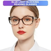 OCCI CHIARI Women's Blue Light Blocking Reading Glasses Stylish Computer Readers UV400 Protection Clear Vision 1.00 1.50 2.00 2.50 3.00 3.50 4.00 5.00 6.00 Composite Lens , (Gray ,+5.0)