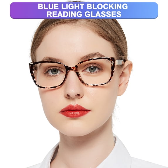 OCCI CHIARI Women's Blue Light Blocking Reading Glasses Stylish Computer Readers UV400 Protection Clear Vision 100 150 200 250 300 350 400 500 600 Composite Lens Anti Eye Strain, Glare, (Brown ,200)