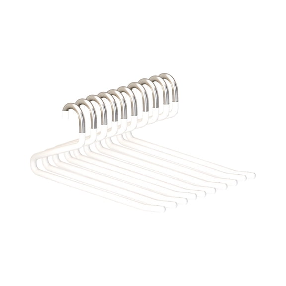 OCCOA 10 Pack Stainless Steel Z Shaped Trouser Hanger for Wardrobe, Non Slip Pants Clip Rack with No Mark Design, Space Saving Closet Organizer, White