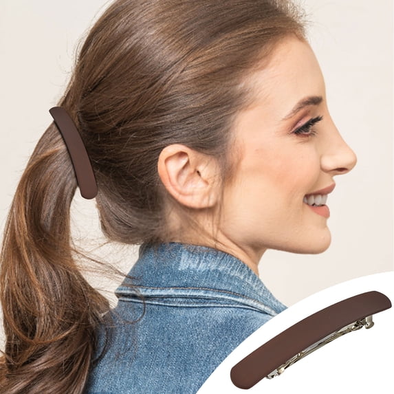 OCCOA 12 Colors Hair Barrettes for Women with Strong Hold, Flat French Hair Clips for Thick Medium Hair, Vintage Barrette for Daily Styling, Brown