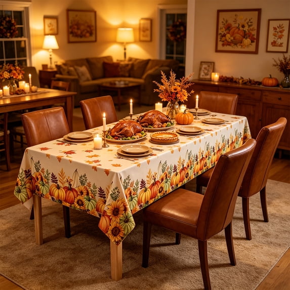OCCOA 20 Piece Thanksgiving Disposable Tableware Set with Fall Pumpkin Design, Paper Plates Cups Napkins for Harvest Party Decoration, E