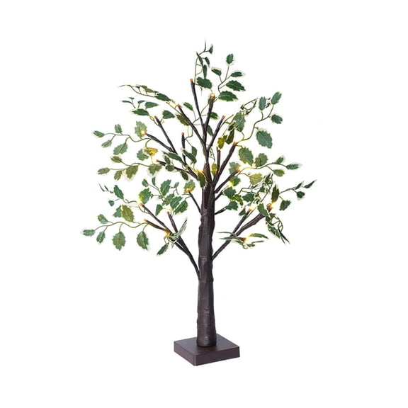 OCCOA 24 LED Tree Light with Battery Box for Christmas Party and Home Decor, Warm White Indoor Window Table Lamp for Bedside and Room Decoration, Black