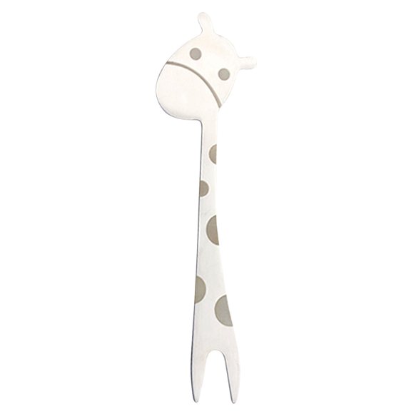 OCCOA 304 Stainless Steel Tableware Giraffe Fork Fruit Pick, Cute Animal Dessert Fork for Party Tableware, Rustproof Reusable Snack Appetizer Tool, Silver