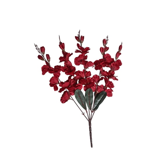 OCCOA 5 Branches Artificial Gladiolus Flowers Stems Faux Silk Plants for Home Wedding Party Indoor Outdoor Vase Decor, Wine