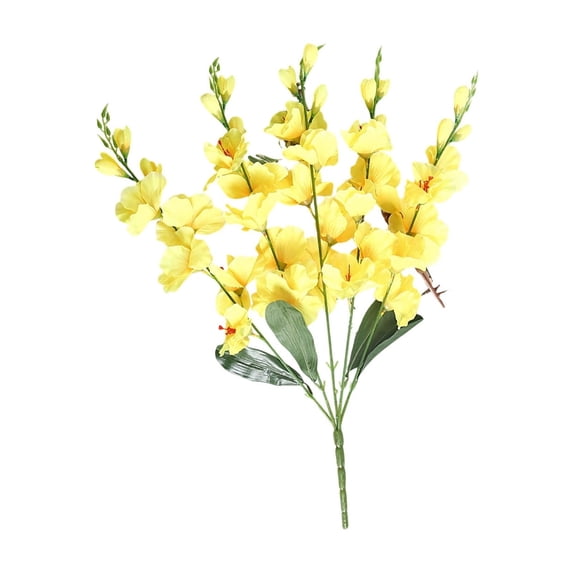 OCCOA 5 Branches Artificial Gladiolus Flowers Stems Faux Silk Plants for Home Wedding Party Indoor Outdoor Vase Decor, Yellow