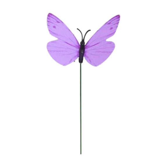 OCCOA Artificial Butterfly Garden Stakes Realistic Plastic Butterflies, Waterproof Outdoor Yard Decor for Flower Pots Planters, Patio Lawn Garden Decoration, Purple