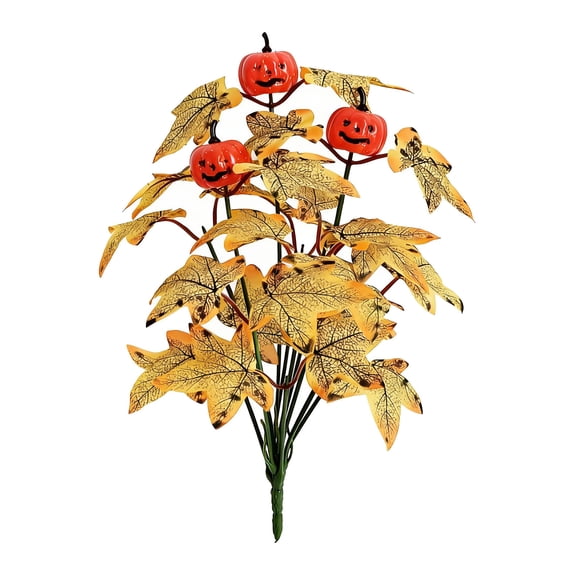 OCCOA Artificial Maple Leaf Pumpkin Pick Stems, Fall Halloween Lanterns Pumpkin Branch Fake Foliage, Thanksgiving Tabletop Mantel Home Decor, Yellow