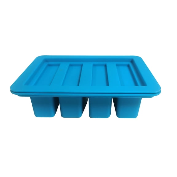 OCCOA Butter Tray with Lid and 4 Large Storage Molds, Silicone Butter Maker for Homemade Butter, Dishwasher Safe Kitchen Tool, Blue