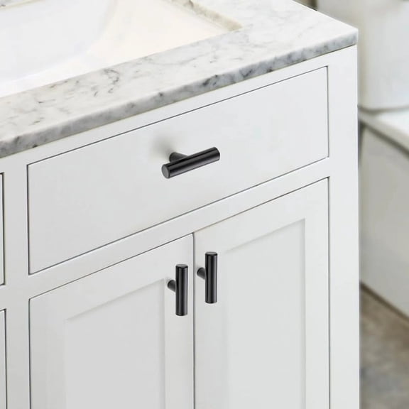 OCCOA Cabinet Handles 2in Kitchen Knobs Drawer Pulls, Stainless Steel Matte Black Round Hardware, Easy Install Screw Hole, Black