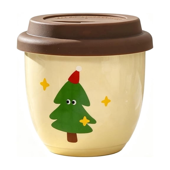 OCCOA Christmas Ceramic Mug with Lid Coffee Cup Household Drinking Cup for Xmas Home Office Holiday Gift, Green