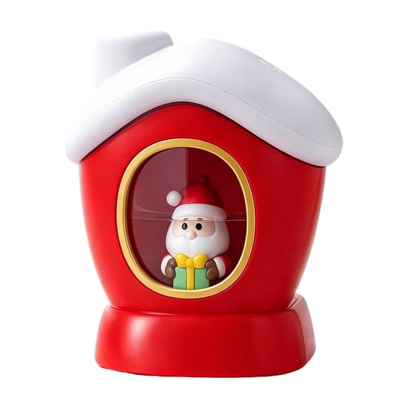 OCCOA Christmas House Shape Humidifier with Santa Figure Night Light for Desk Bedroom Office Home Holiday Decor Gift Xmas Present, Red