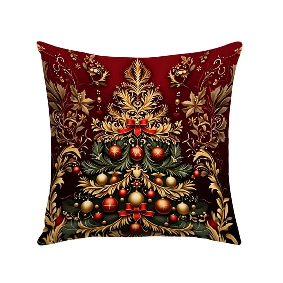 OCCOA Christmas-Printed Cushion Covers Sofa Pillows, Imitation 3D Santa Reindeer Snow Scene Decorative Pillowcase, Christmas-Themed Holiday Home Decor, O