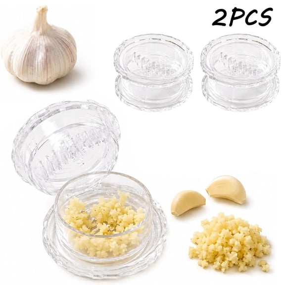 OCCOA Clear Manual Garlic Ginger Mincer Tool, Transparent Multi-function Grinder for Onions Herbs, Detachable Easy Clean Kitchen Gadget, White