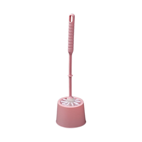 OCCOA Compact Toilet Bowl Brush with Holder for Bathroom, 15 Inch Toilet Cleaner Brush Set for Storage, Ergonomic Handle ,Pink