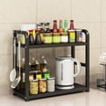 thumbnail image 1 of OCCOA Countertop Spice Rack Organizer 2-Tier Seasoning Organizer with Metal Guardrail Design Suitable for Kitchen/Stovetop/Kitchen Island/Corner, Spice Rack Includes Basket, Hooks, and Pot Lid Holder, 1 of 6