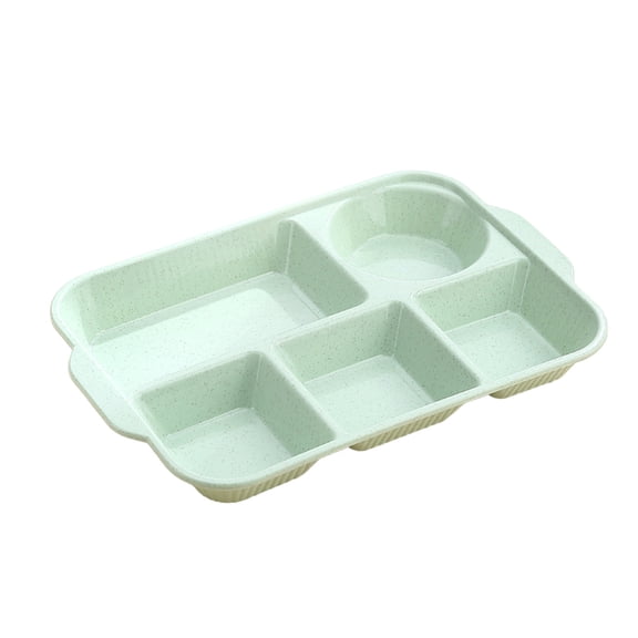 OCCOA Divided Plates Tray with 5 Compartments for Dinner and Meal Prep, Microwave and Dishwasher Safe Plastic Plate for Kitchen Restaurant and Party Use, Green