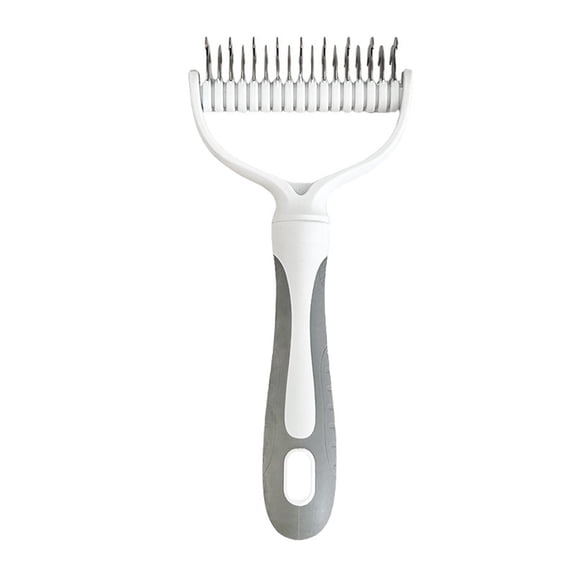 OCCOA Double Sided Pet Dematting Grooming Brush for Cats Dogs, Gentle Deshedding Comb Removes Loose Hair Tangles, Professional Anti-slip Cleaning Care Tool, White