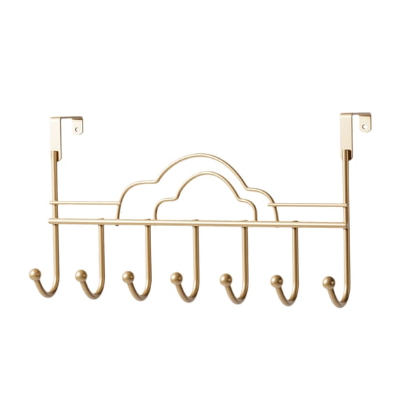 OCCOA No Drill Over Door Hook Rack for Bathroom Bedroom and Entryway, 16x9 Inch Space Saving Towel and Key Organizer with Rustproof Waterproof Design, Gold