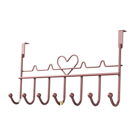 OCCOA No Drill Over Door Hook Rack for Bathroom Bedroom and Entryway, 16x9 Inch Space Saving Towel and Key Organizer with Rustproof Waterproof Design, Rose Gold