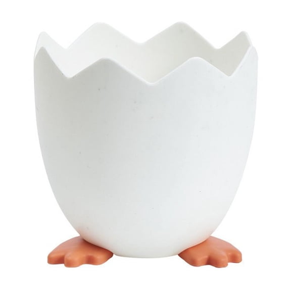 OCCOA Eggs Storage Vase for Kitchen Countertop, 4.5 Inch Plastic Egg Holder Desktop Ornament, Large Capacity Container for Refrigerator Shelf ,White