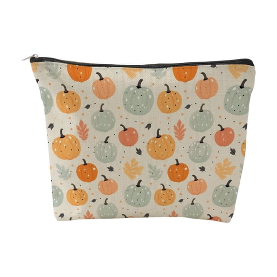 OCCOA Fall Zipper Makeup Bag with Pumpkin Maple Print Large Capacity Portable Toiletry Pouch for Travel Office Daily Storage, B