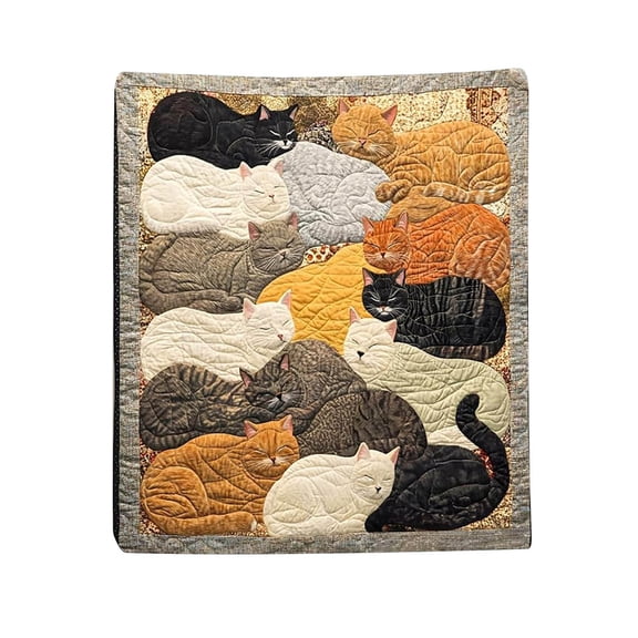 OCCOA Flocking Cats Sleeping Pattern Flannel Blanket for Couch, Soft Warm Cozy Throw for Bedroom Living Room, Machine Washable ,C