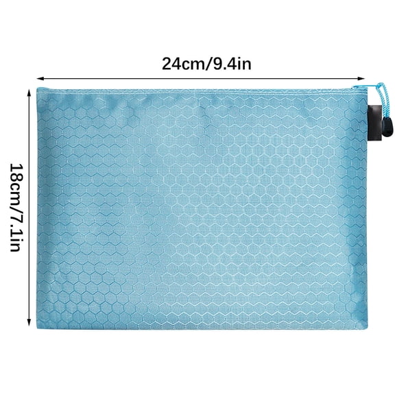 OCCOA Football Pattern File Bag Thickened Canvas Zipper Pouch, Stationery Organizer Data Document Holder, A5 Portable Office School Supply, Sky Blue