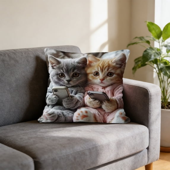 OCCOA Forest Animals Throw Pillow Covers 18 x 18 Inch Deer Cat Dog Decorative Pillows Soft Velvet Cushion Covers for Couch Sofa Home Decor Set of ,E