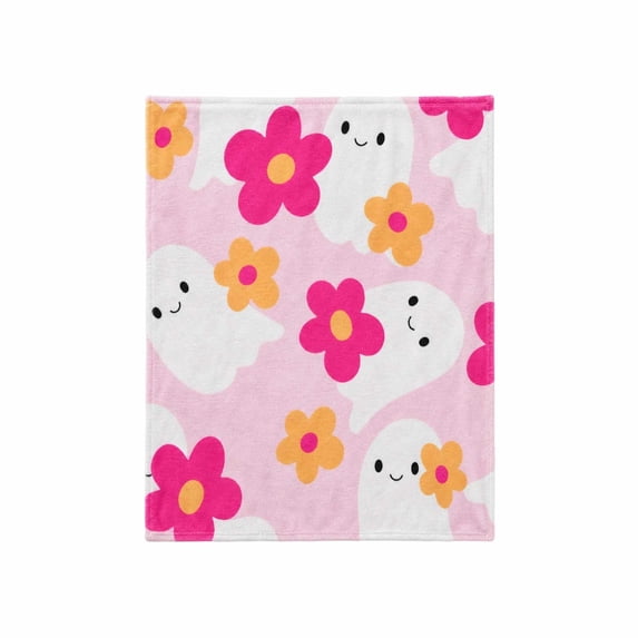 OCCOA Ghost Blanket Pinky Halloween Throw Blanket 39x29in Cute Ghost Pattern Soft Cozy for Bedroom Sofa Couch Bed Fall Festival Home Decoration Gift, B