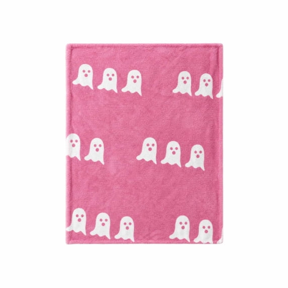 OCCOA Ghost Blanket Pinky Halloween Throw Blanket 39x29in Cute Ghost Pattern Soft Cozy for Bedroom Sofa Couch Bed Fall Festival Home Decoration Gift, D