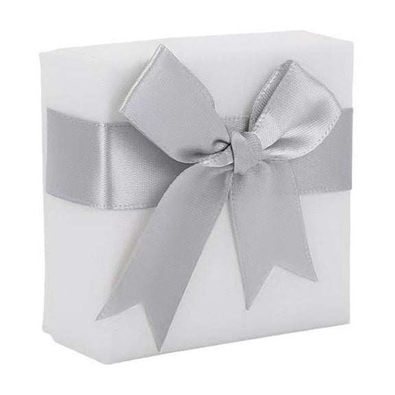 OCCOA Gray Bow White Gift Box Jewelry Packaging Box, Earrings Ring Necklace Bracelet Storage Box, Ribbon Storage Trinket Box 2.76in, White
