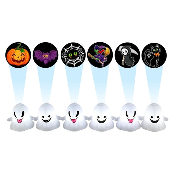 OCCOA Halloween Ghost Projection Lights Cute Hanging Ornament Projector Lamp with Multiple Slides for Pumpkin Witch Skeleton Home Window Decor, B