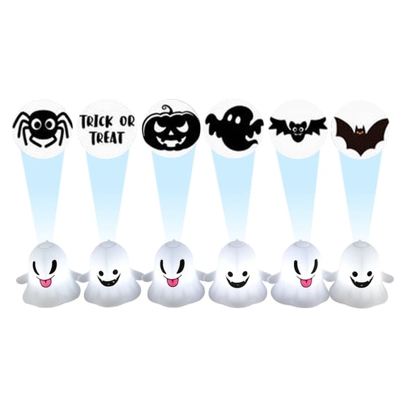 OCCOA Halloween Ghost Projection Lights Cute Hanging Ornament Projector Lamp with Multiple Slides for Pumpkin Witch Skeleton Home Window Decor, E