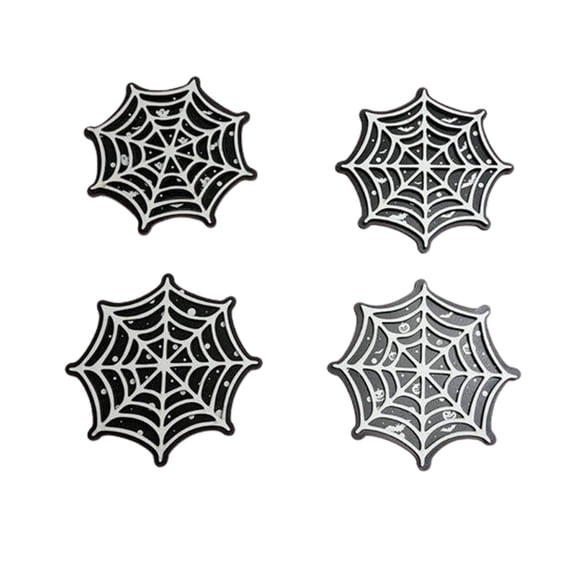 OCCOA Halloween Spider Web Wooden Coasters 4 Pack Gothic Hollow Cutout Drink Mats for Tabletop Home Bar Decor Heat Resistant Cup Protector Gift, Black
