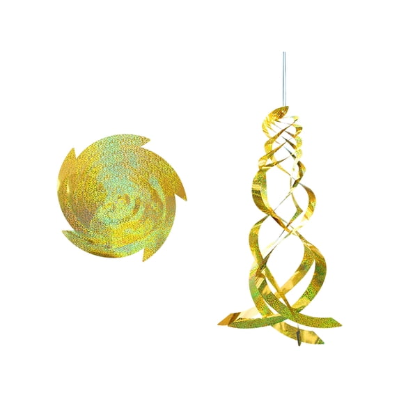 OCCOA Hanging Reflective Wind Chime Spinning Bird Repeller Noisemaker Rotating Motion for Fruit Trees Vineyard Garden Crop Protection Yard Decor, Gold