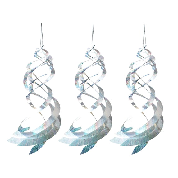 OCCOA Hanging Reflective Wind Chime Spinning Bird Repeller Noisemaker Rotating Motion for Fruit Trees Vineyard Garden Crop Protection Yard Decor, Silver