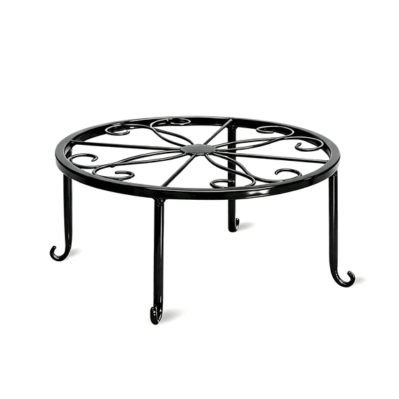 OCCOA Heavy Duty Metal Flower Pot Stand for Indoor Outdoor, 12 Inch Round Plant Container Holder with 4 Support Points, Rustproof Iron ,Black