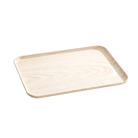 OCCOA Imitation Wood Grain Tray Household Fruit and Snack Storage Tray Anti-Slip Plastic Dining Tray for Kitchen Table Party Serving Rustic Farmhouse Style, Multicolor