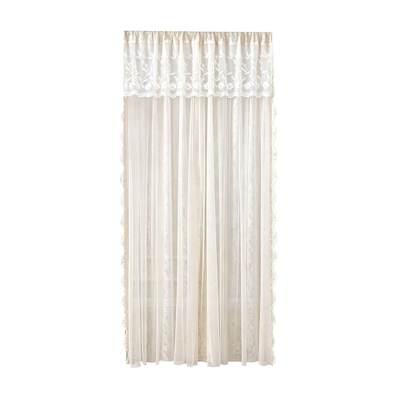 OCCOA Lace Curtain Household Anti-Mosquito Mesh Partition, Bedroom Privacy Screen Door Cover, Sheer Window Curtain for Kitchen Living Room, Beige