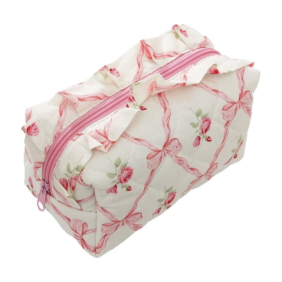 OCCOA Lace Floral Pen Bag Large Capacity Suitable for Outdoor Travel Handbag Makeup Bag Three-Dimensional Storage Pouch for Stationery Cosmetics, C