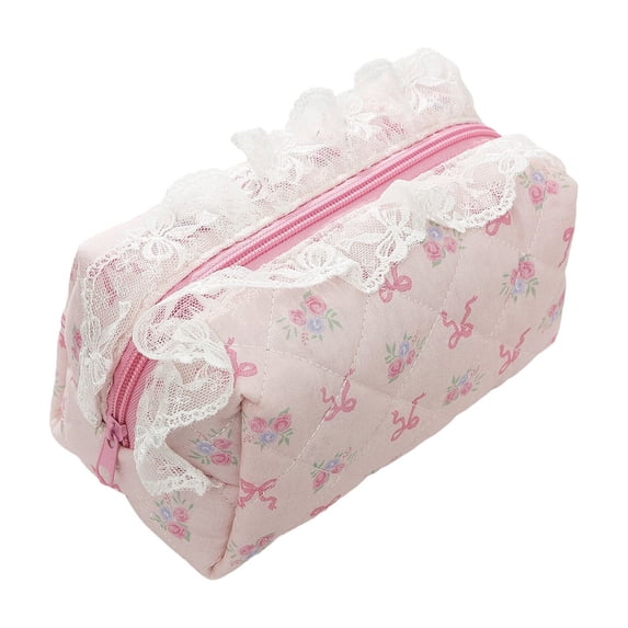 OCCOA Lace Floral Pen Bag Large Capacity Suitable for Outdoor Travel Handbag Makeup Bag Three-Dimensional Storage Pouch for Stationery Cosmetics, D