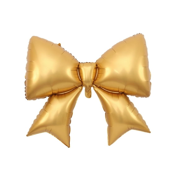 OCCOA Large Bow Shape Photo Prop Balloon for Birthday Party and Dessert Shop Decor, 27x28 Inch PVC Inflatable Decoration for Coffee Shop and Events, Gold