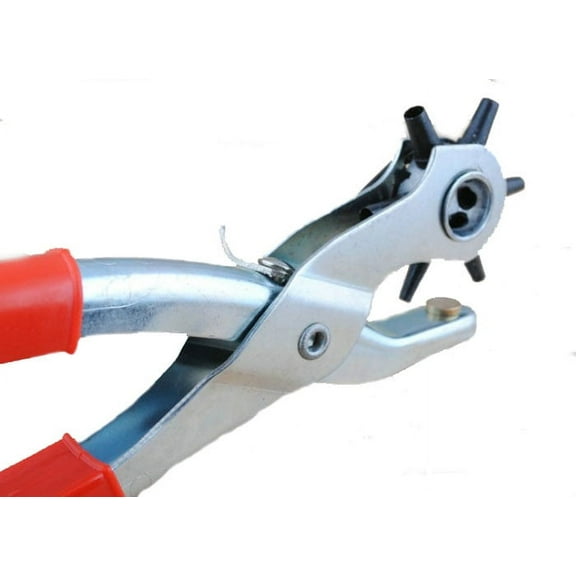 OCCOA Leather Strap Watch Belt Hole Punch Pliers Tool with 6 Interchangeable Heads, 9.2 Inch Carbon Steel Rotary Punch for Belts and Straps, Orange