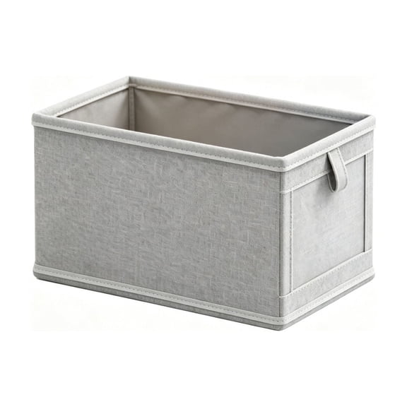 OCCOA Linen Fabric Storage Basket with Side Pull Tab and Foldable Frame, Garment Bin for Bedroom Wardrobe Dresser, Soft Textile Organizer, Gray