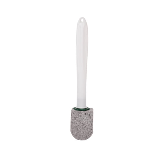 OCCOA Long Handle Pumice Stone Toilet Cleaning Brush for Hard Water Rings, 11 Inch Non Scratch Stain Remover Stick for Ceramic Tiles and Bathroom Bowl, White