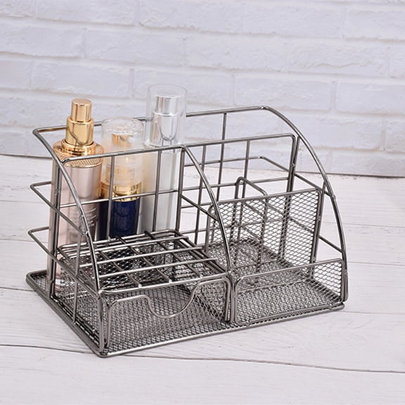 OCCOA Luxurious Modern Rose Gold Desk Organizer, Multi-functional Mesh Desk Organizer for Office Supplies and Accessories,Black