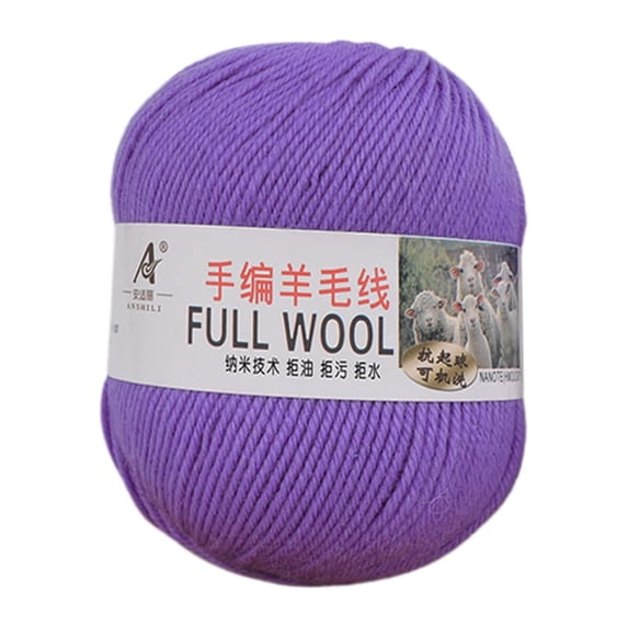 OCCOA Mercerized Super Soft Wool Yarn for Hand Knitting, Medium Thick DIY Yarn for Sweater Pants Scarf Craft, 50g Roll for Crochet Knitting Supplies ,Purple