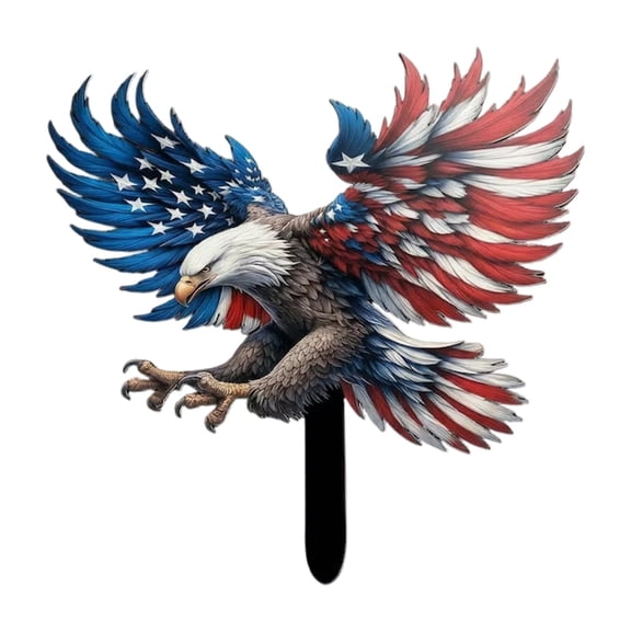 OCCOA Metal Patriotic Eagle Yard Sign Stake for Outdoor Garden Decor, Rustproof Eagle Ornament for 4th of July Front Porch and Patio Display, Red